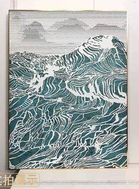 户走廊尽头浮雕肌理岩壁WJO画入沙过道抽象样板房现代简约玄关装