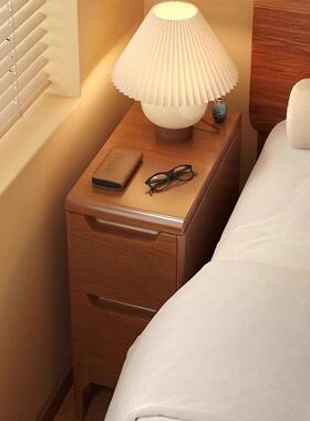 ELF实木床头柜小床型家用卧室02530公分窄置柜矮2柜极窄头物架