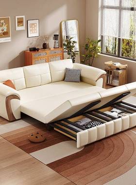 新款实木发变床伸缩物KVG式客厅卧两用可折叠懒人储沙直排猫抓坐