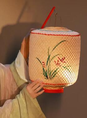 竹编油纸灯笼古风手提服持手物夜景拍照影视道具中式LUK形汉光发