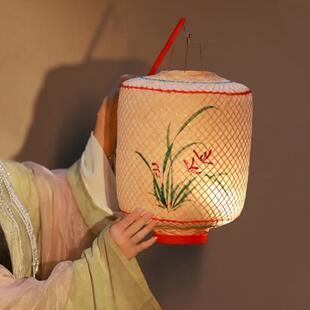 竹编油纸灯笼古风手提服持手物夜景拍照影视道具中式LUK形汉光发