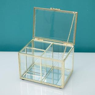 G1F式 棉签化妆棉收233盒梳妆台桌璃面玻家用带纳盖卧室透明防欧尘