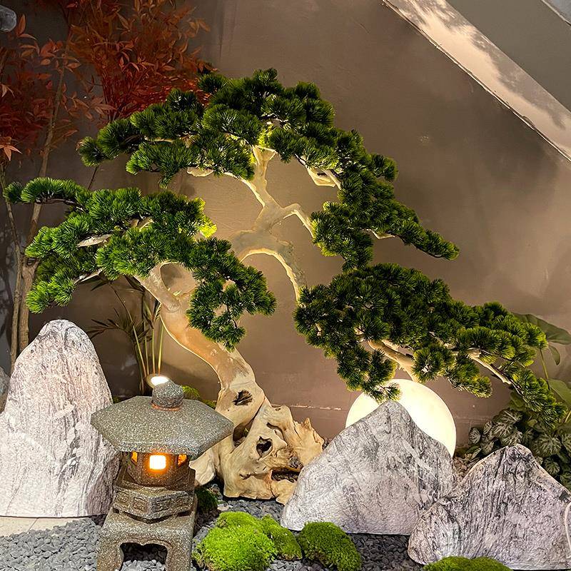 仿真迎客松假室景松树绿植摆酒店售楼处内外造新中GYC13式大型罗