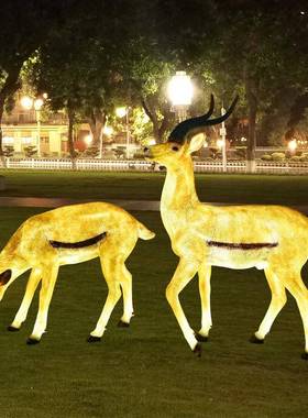 仿真动藏羚羊物发光藏户羚羊摆装件景观工艺品花园林院外庭饰玻璃