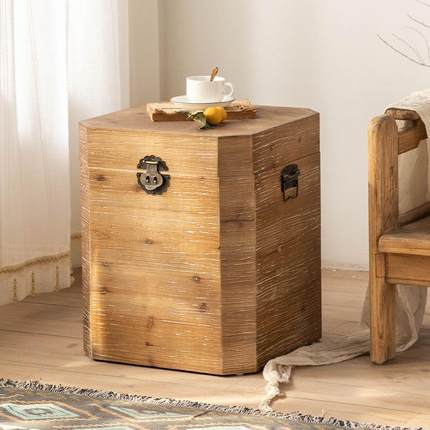 做旧收边子几客厅卧室木质方形边角几美箱式纳民21XS1250宿防尘收