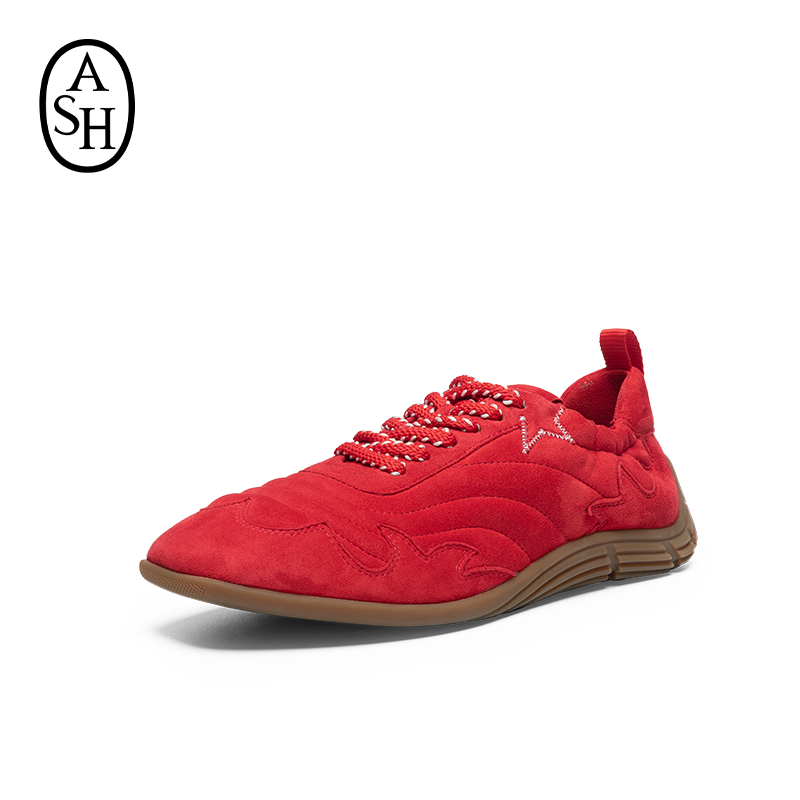 ASH女鞋2026春夏新款MIURA真皮休闲红色鞋德训鞋女复古薄底单鞋,女鞋,德训鞋,淘宝优惠券,粉丝福利购,淘宝优惠卷
