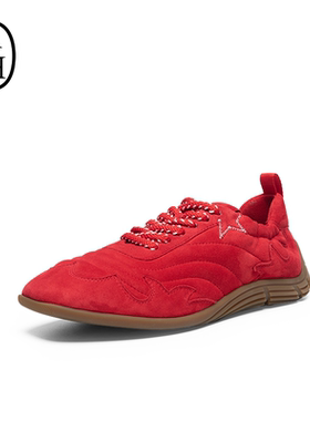 ASH女鞋2026春夏新款MIURA真皮休闲红色鞋德训鞋女复古薄底单鞋