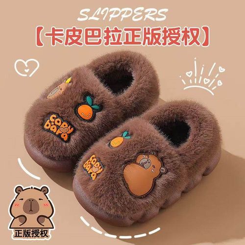 儿童棉拖鞋冬季男女童室内防滑亲子宝宝小孩卡通保暖家居包跟棉鞋