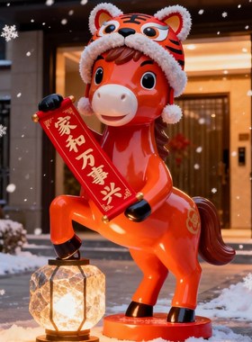 元旦马年新年马雕塑摆件2026春节喜庆装饰品卡通生肖马模型吉祥物