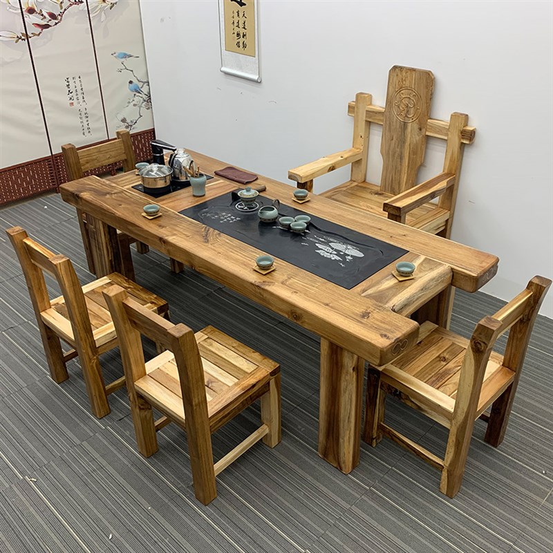 实木茶桌椅老船木功夫小茶几中式茶台茶艺泡茶桌办公家具装