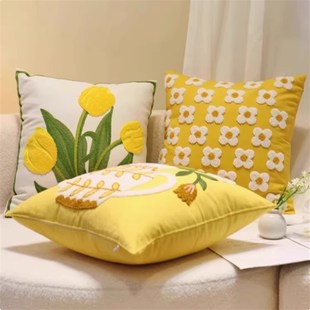 斯堪 纳维亚花枕头客厅奶油沙发垫花模型房凸窗靠垫套办公室汽车