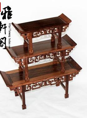 红木雕无抽小琴桌鸡翅木琴台中式仿古微型小家具工艺品摆件底座
