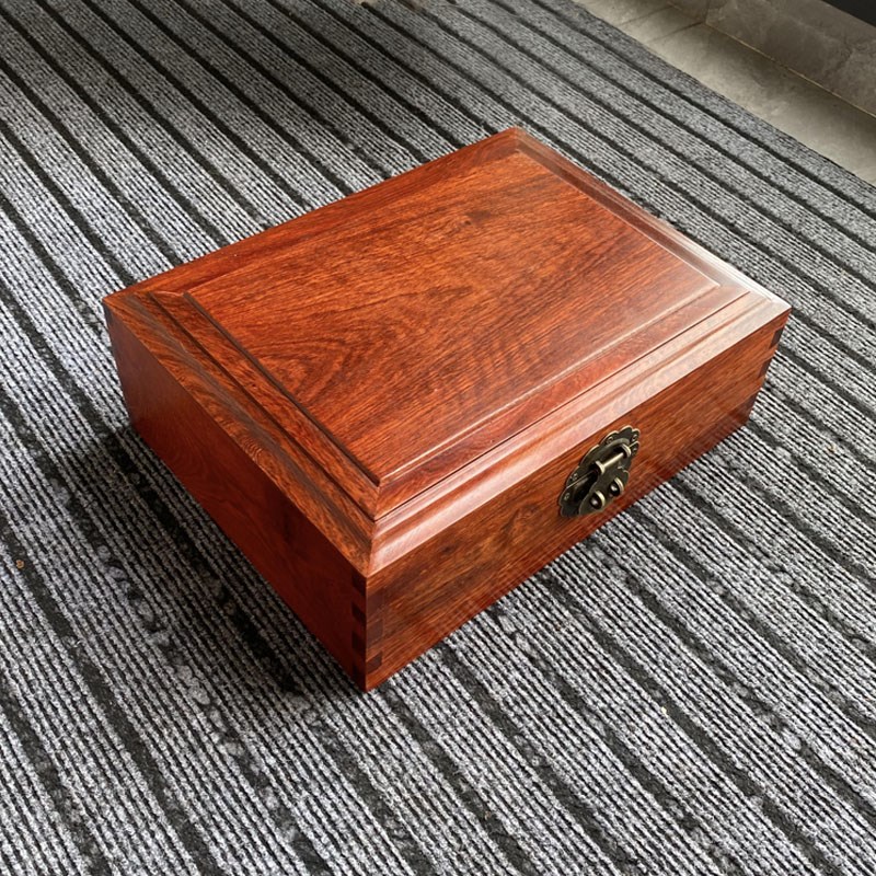 缅甸花梨木首饰盒大果紫檀文玩箱中式实木饰品盒子珠宝箱子礼品盒