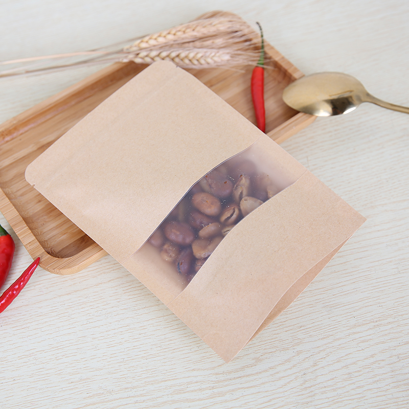 磨砂开窗牛皮纸袋自封袋自立茶叶袋密封口食品包装袋干果袋