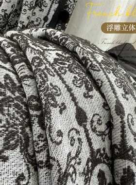 奥斯汀法式中古风欧式宫廷风黑白色窗纱半布半纱帘透光不透人