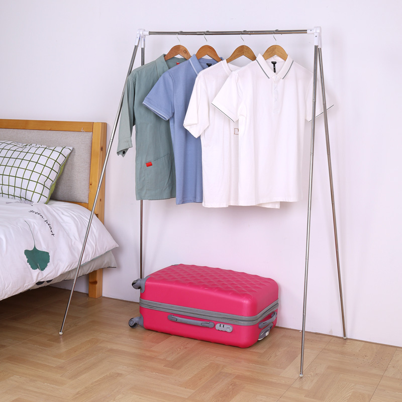 不锈钢晾衣架落地折叠室内阳台伸缩晾衣杆出差旅行便携式晾晒衣架