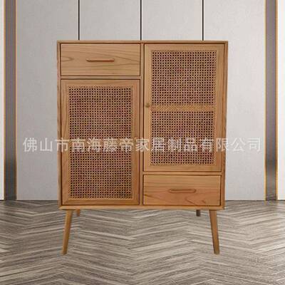 3082复古柜中式藤编收纳储物经柜卧室民宿济木型抽屉新式简易制小