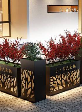 户外摆形太阳能发光灯箱售as070404楼部绿植坛方花池长简约花铁艺