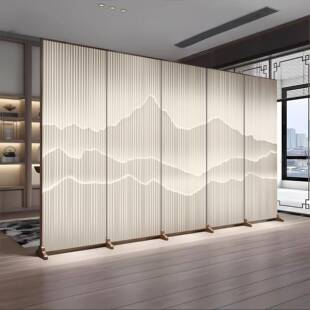 新中式防水屏风隔1343断动公司前款台厅办公室遮挡客叠可移背景遮