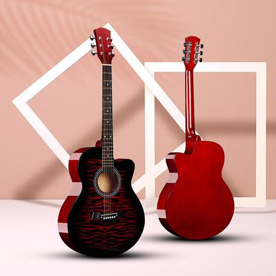 入椴QD-H40Q-木虎纹贴皮吉他卡巴40寸民谣吉门初学者他吉他特guit