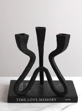 现简约色烛台代餐厅餐桌轻创意奢客KTF黑厅样板间民宿酒店装饰品