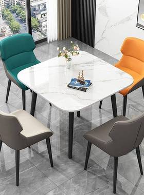 岩板20220617正方形L家用小户型圆餐桌简约理石阳台接待洽谈办公I