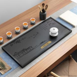 乌金石茶小盘整块水茶石头天kB7o 0ME然石材台号家用排钉制茶海抛