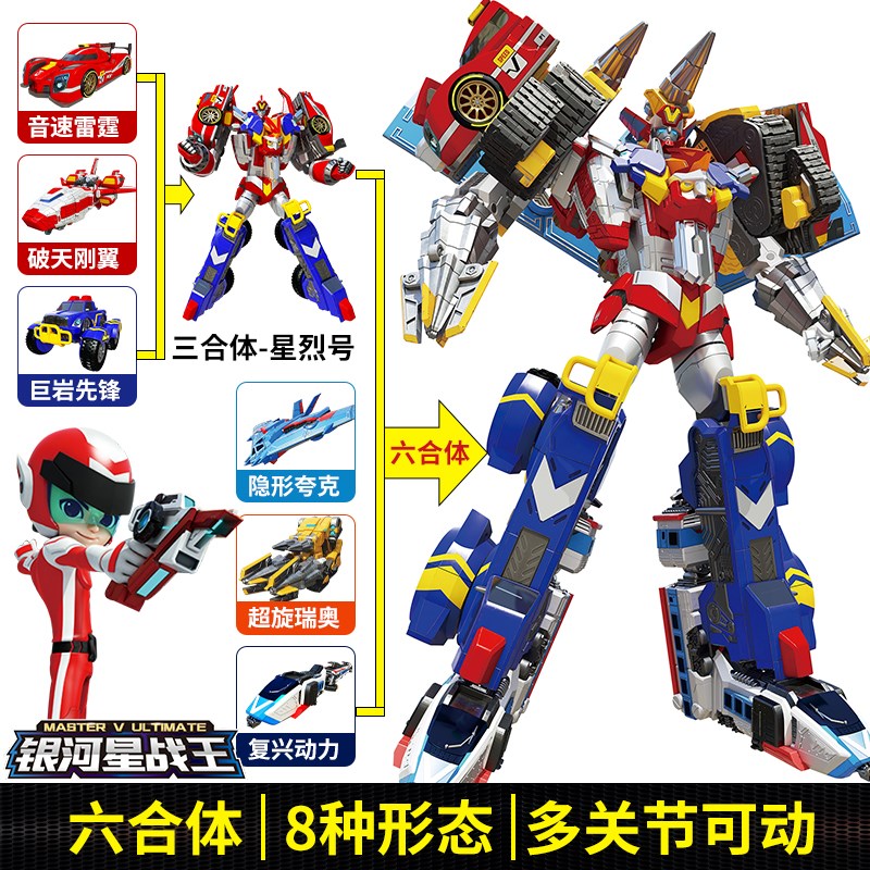托宝战士侦探星烈号变形合体机器人机甲金刚男孩星战王