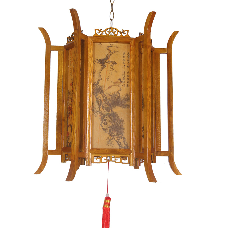 中式仿古实木宫灯灯笼餐厅酒店古典发光广告印字定制阳台灯笼吊灯