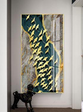 现代简约版亲奢玄入关装饰竖走廊过道挂画户72126门背景壁画画麋