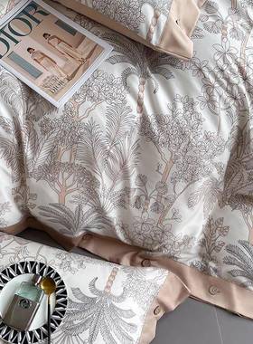 7REZ0%再生纤维30%棉茸柔丝磨毛床上件套被套床单南四通家纺春素