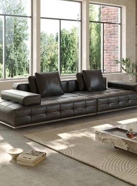 劳伦斯沙发极简厅黑色排横高端大气高客端组合直AAP厅办公室四人