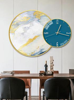 蓝色随想入户玄关门装画客厅沙发景圆形带背钟饰表组合87180挂画