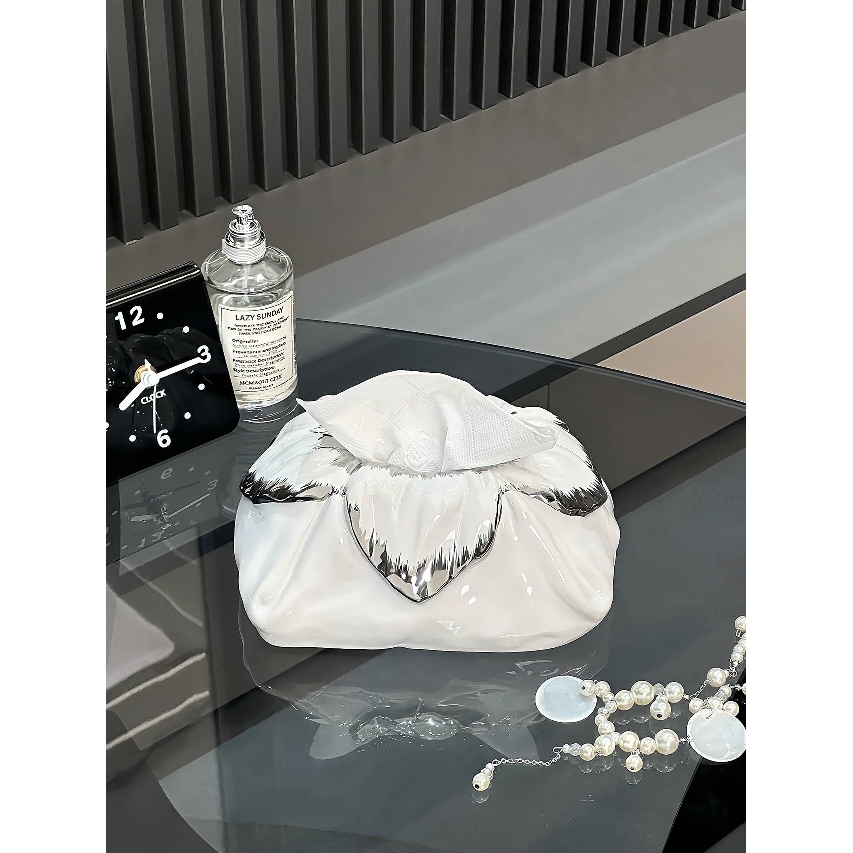 轻奢风感陶瓷纸巾盒家居桌面装饰品抽纸盒家用茶几样板间摆件