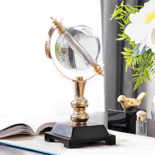 式面晶地球仪摆SD1341件客厅酒柜轻奢风欧家居书房水办公室办公桌