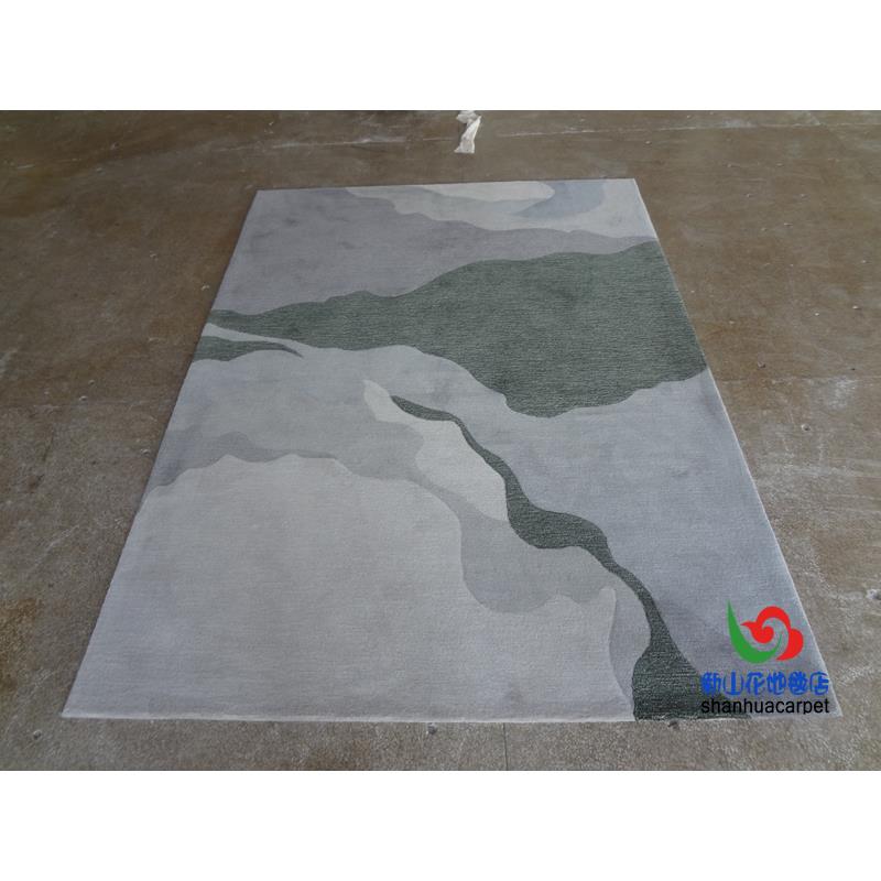 现代简约长方形手工腈玄中式客厅茶几沙纶发地毯过道书房关243地