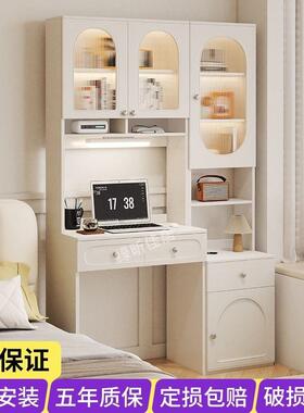 新款简实木写字桌卧室现代约桌轻奢书桌妆电XKA脑台收纳柜一体床