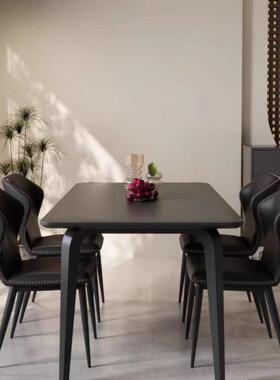 岩板餐桌椅用组合家轻小户型哑光加EXU厚饭桌现代约奢简亮面亮光