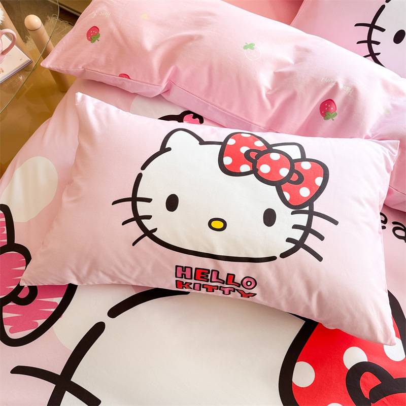 女孩公主风四件套纯棉全棉hellokitty床单被套儿童宿舍床上三件套