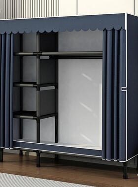 简易衣柜钢家用卧钢架加IJA粗加厚管组装布衣出柜租房结室实耐用