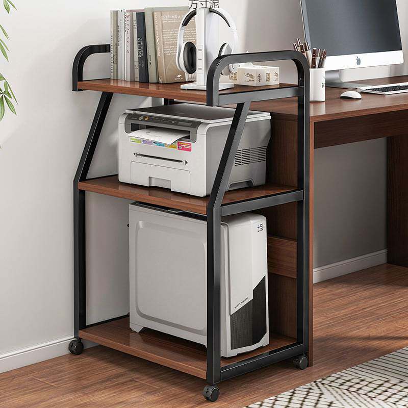 放打印机置物架落地放置柜搁物架子可移动办公室桌边电脑主机托架