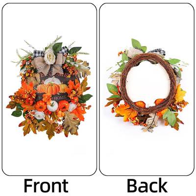 丰QEI收节装饰品225牌新款秋环季0南瓜木花感恩节庭院花圈挂牌
