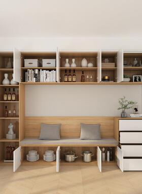 现简约卡座台座储物卡座休闲凳餐柜物FUO储代带抽屉餐座吧可