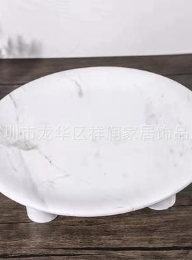 现样板间茶几奢黑色大理盘石点心52387托盘果餐代桌装饰盘轻储物