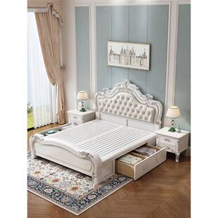 欧式代床人床现简约双美式实木587婚床主卧轻奢公主床白色大床储