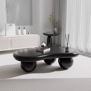 新圆墩墩黑色云朵DED茶几家用款小户型现法轻奢边几代式简约网红