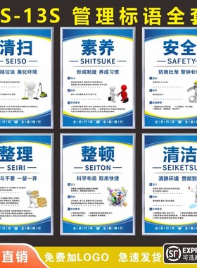 工厂车间6S管理标语5S/6S/7S/8S/9S企业文化宣传墙贴车间展板上墙