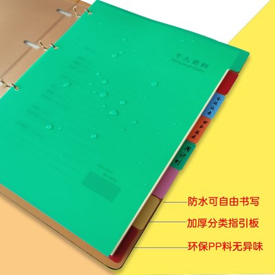 加厚塑料透明彩a4索引分隔页8张分类卡片4孔活页本指引分页纸