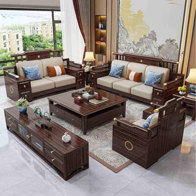 新储式乌金木实木沙发别墅客OVK中贵厅家具冬夏两用大小户型妃物