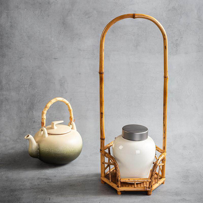 台紫竹梅鹿炉架竹制凉炉凉煎茶博011炉收纳古架茶道陈设茶具配件